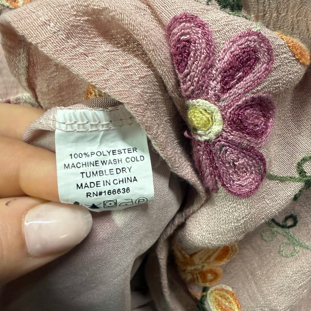 Anthropology Kindred Petite Floral Embroidered Tiered maxi dressBoho VTG Cottage - Picture 7 of 10
